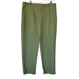 On 34th Woman’s Chino Green High Rise Pleated Ankle Straight Leg Pants Size 14